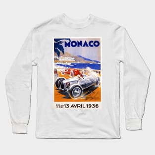 Vintage Monaco Grand Prix Poster 1936 Long Sleeve T-Shirt